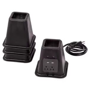 plastic black 6 inch bed risers with outlet set of 4 - honey-can-do!